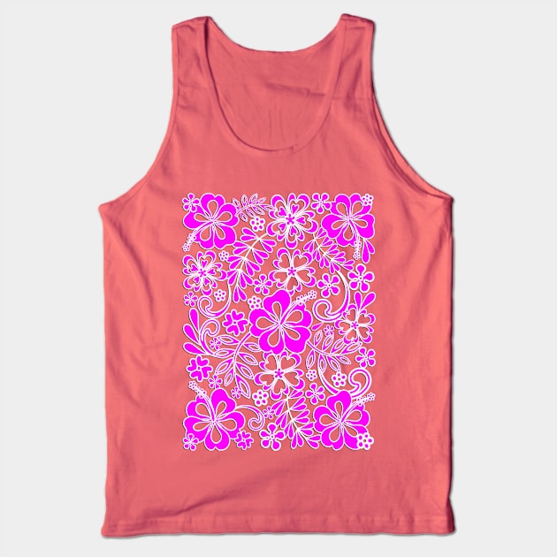 Hibiscus Pink and Purple Pattern Tank Top by BluedarkArt